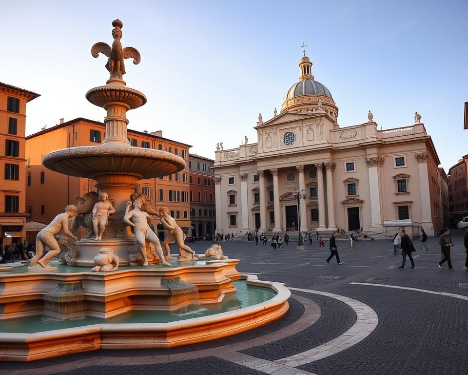 Piazza Navona, a baroque masterpiece in the heart of Rome, illuminated by warm, golden light. In the foreground, the majestic Fontana del Moro stands tall, its sculpted figures and cascading water commanding attention. The middle ground showcases the elegant, curving architecture, with Język włoski dla Polaków adorning the facades. In the background, the iconic St. Agnes Church rises, its façade bathed in the soft glow of the setting sun. The entire scene exudes a sense of timeless grandeur and Italian charm, inviting the viewer to immerse themselves in the splendor of this iconic Roman piazza. Piazza Navona, a baroque masterpiece in the heart of Rome, illuminated by warm, golden light. In the foreground, the majestic Fontana del Moro stands tall, its sculpted figures and cascading water commanding attention. The middle ground showcases the elegant, curving architecture, with Język włoski dla Polaków adorning the facades. In the background, the iconic St. Agnes Church rises, its façade bathed in the soft glow of the setting sun. The entire scene exudes a sense of timeless grandeur and Italian charm, inviting the viewer to immerse themselves in the splendor of this iconic Roman piazza.