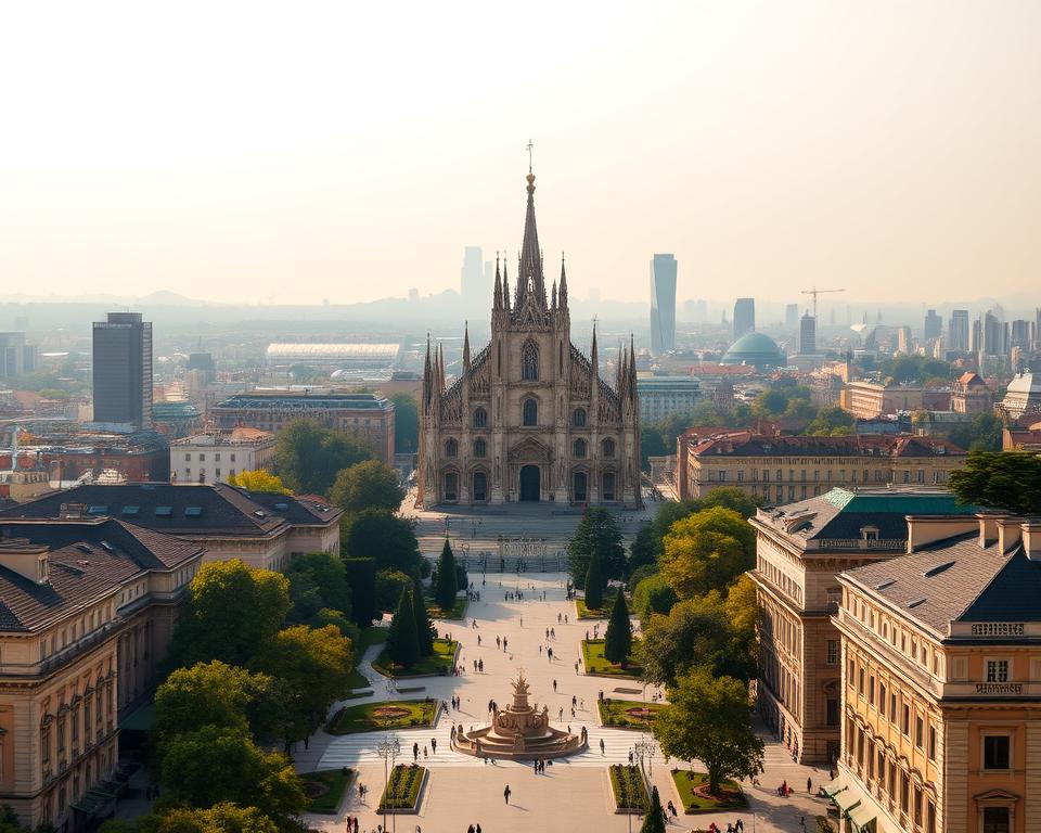 panorama Mediolan, punkt widokowy, widok Duomo, atrakcje Mediolan*