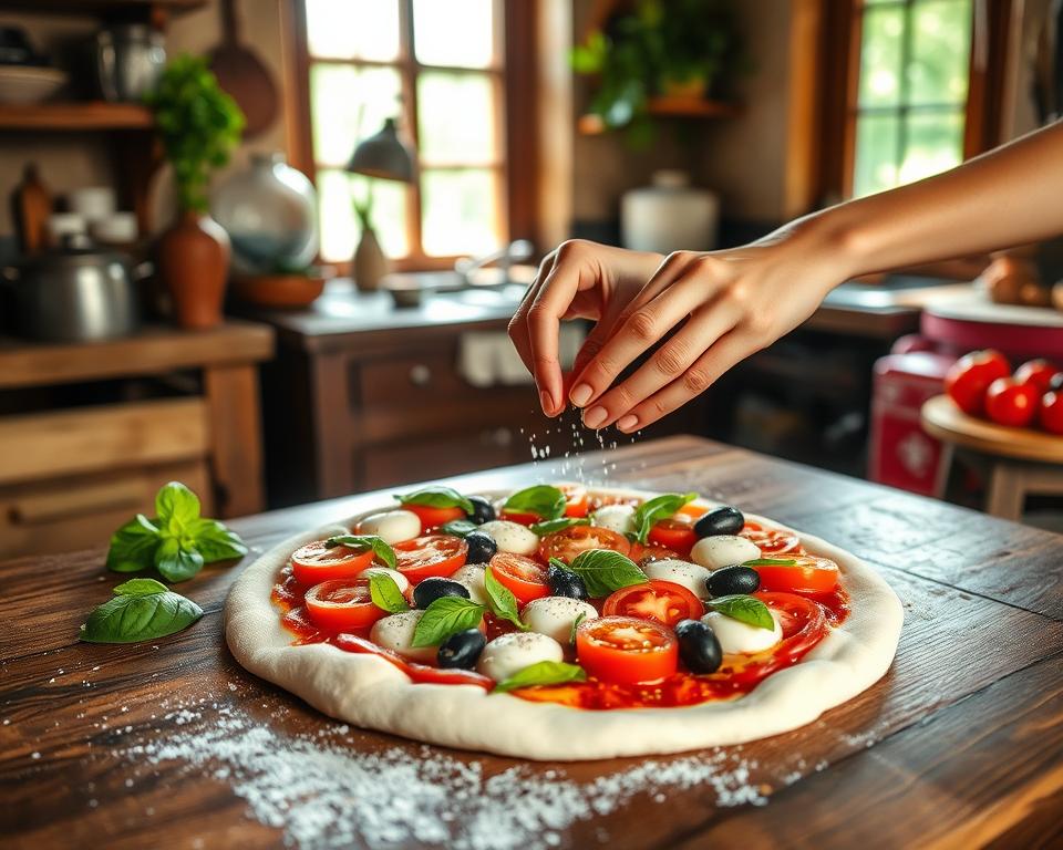 układanie dodatków na cieście